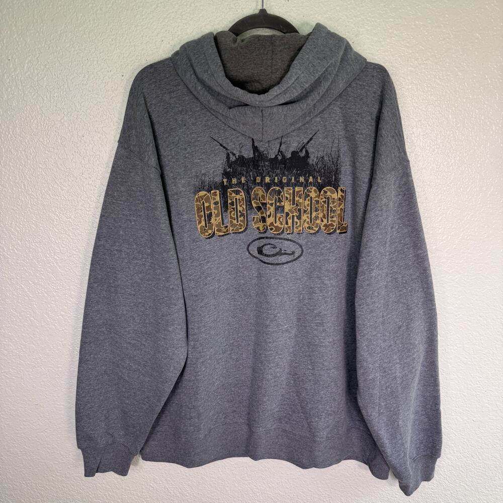 Drake Waterfowl Hoodie Mens XL Old School Hunting Duck Graphic Fleece Grey NEW